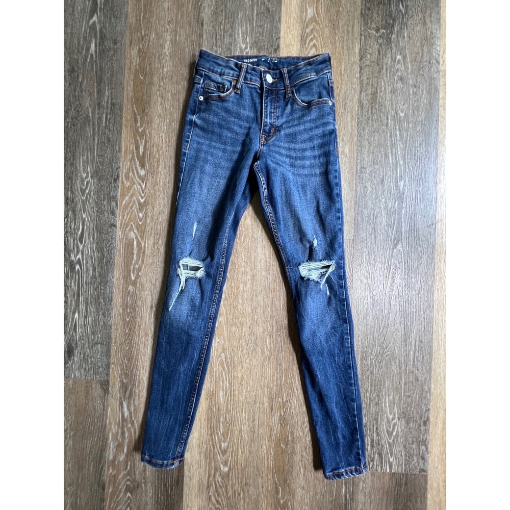 Old Navy Super Skinny Jeans Womens 00‎ Dark Wash Distressed Mid Rise Denim